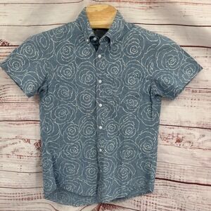 BONOBOS Shirt Mens Small Slim Fit‎ Short Sleeve Button Down Floral Rose Print